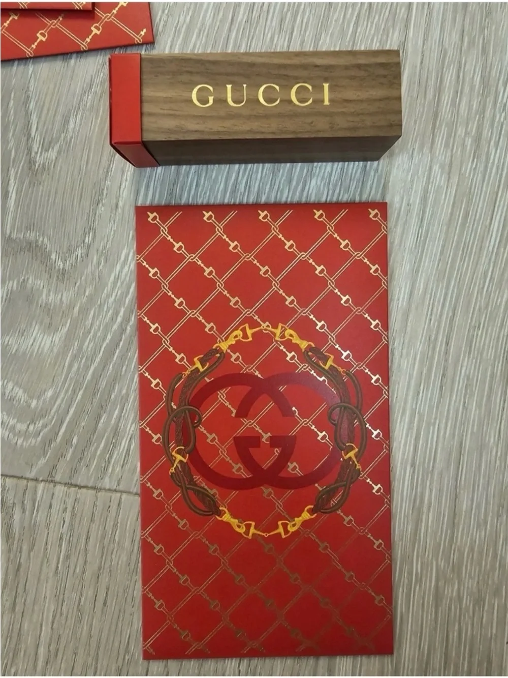 Gucci Red and Gold Luxury Home Office Stationery Box